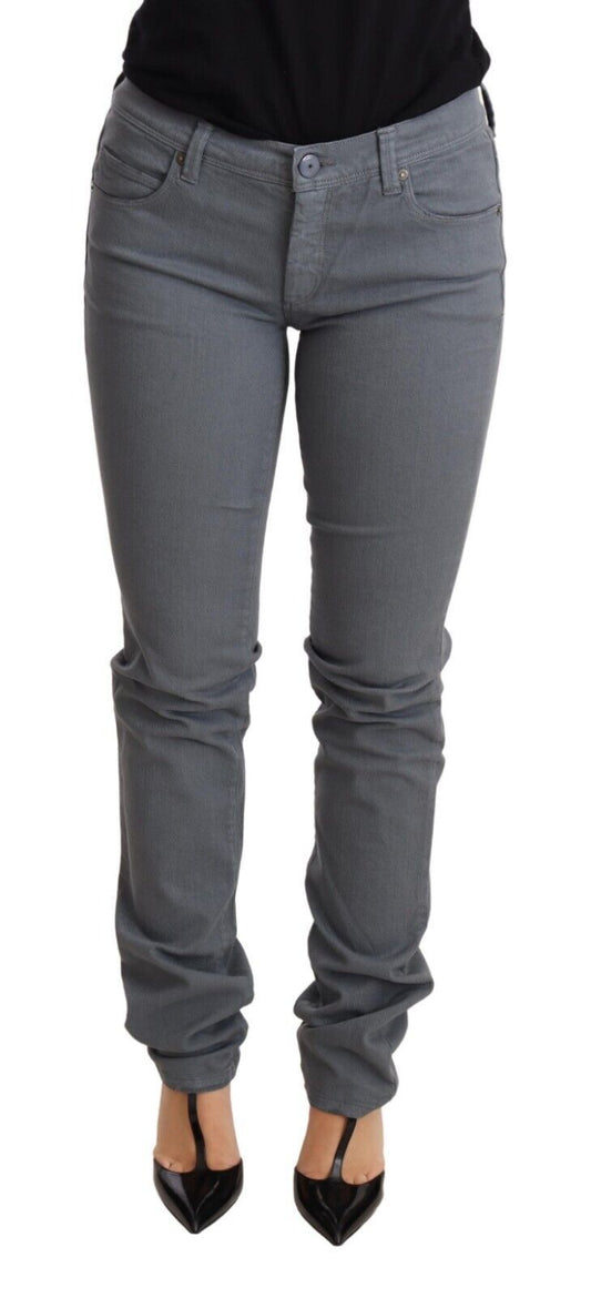 Schicke, graue Skinny Jeans mit niedriger Taille