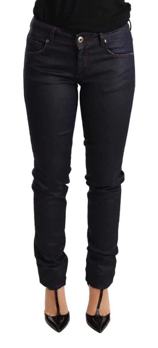 Schicke dunkelblaue Skinny Jeans mit niedriger Taille