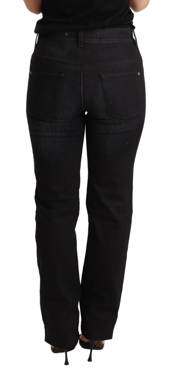 Schicke, schwarz verwaschene Straight Cut Jeans