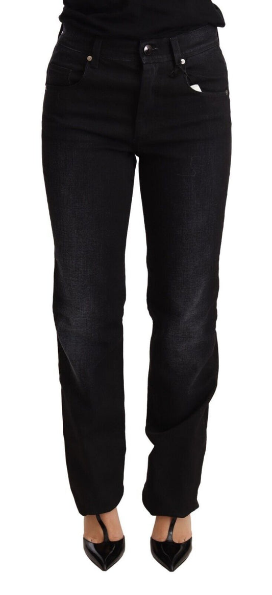 Schicke, schwarz verwaschene Straight Cut Jeans