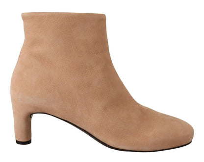 Elegante beige Lederstiefel