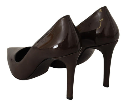 Elegante braune Leder Pumps mit Absatz