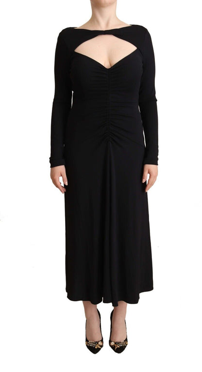 Elegantes schwarzes Maxikleid aus Nylon-Stretch