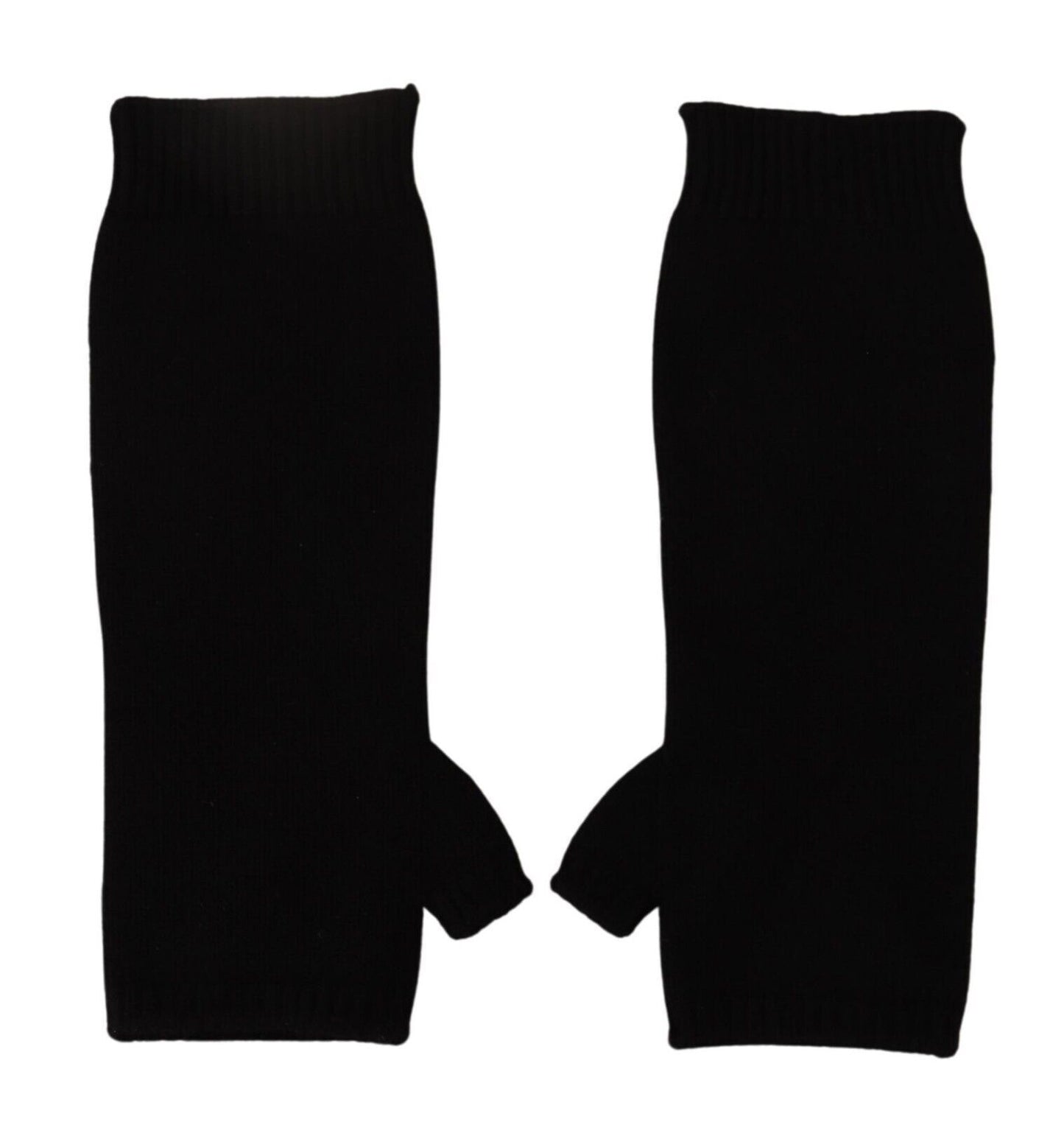 Elegante schwarze fingerlose Handschuhe aus Kaschmir