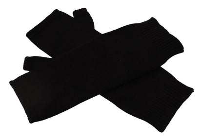 Elegante schwarze fingerlose Handschuhe aus Kaschmir