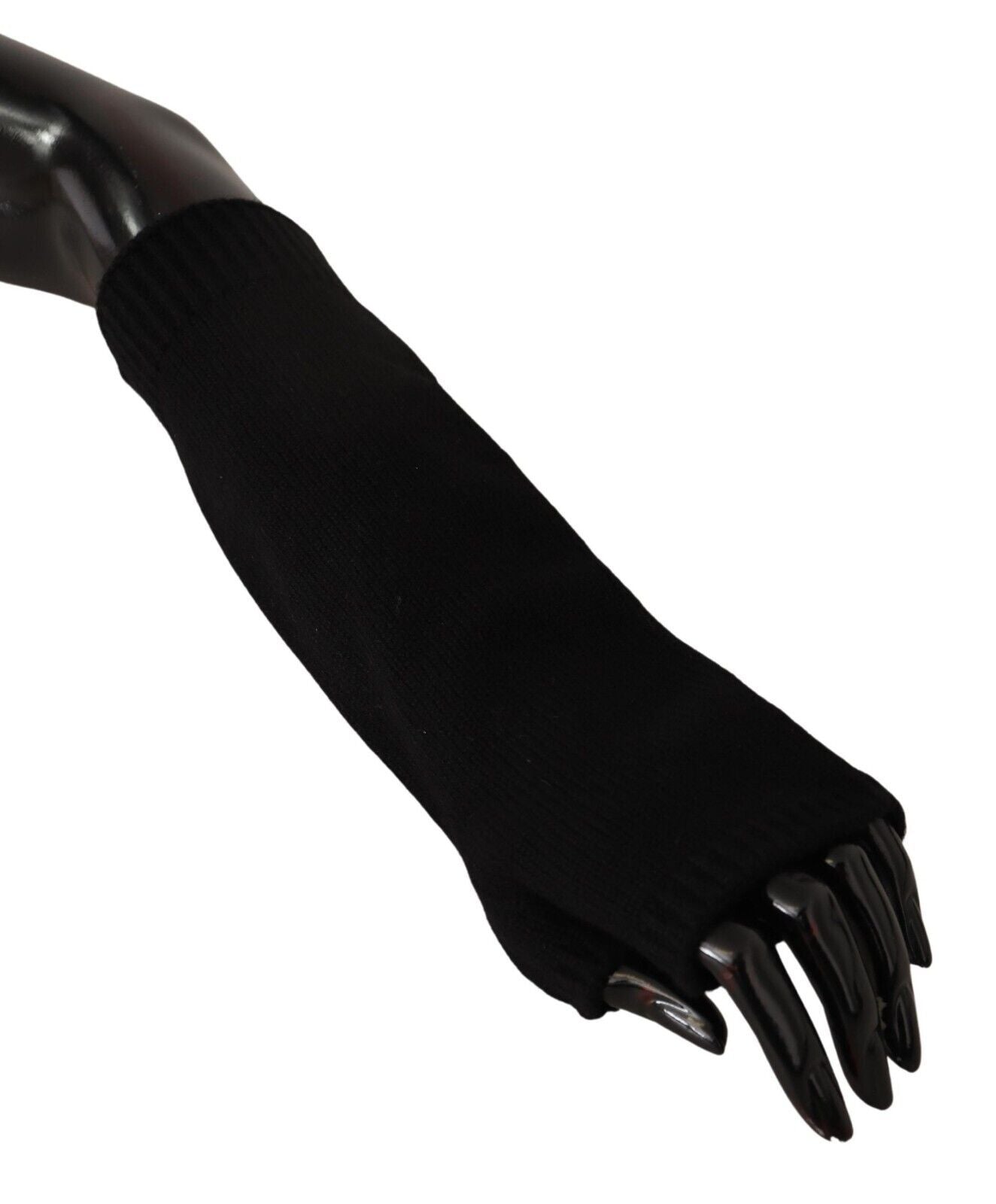 Elegante schwarze fingerlose Handschuhe aus Kaschmir