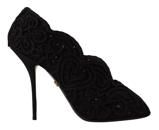 Elegante schwarze Stilettos aus Spitze