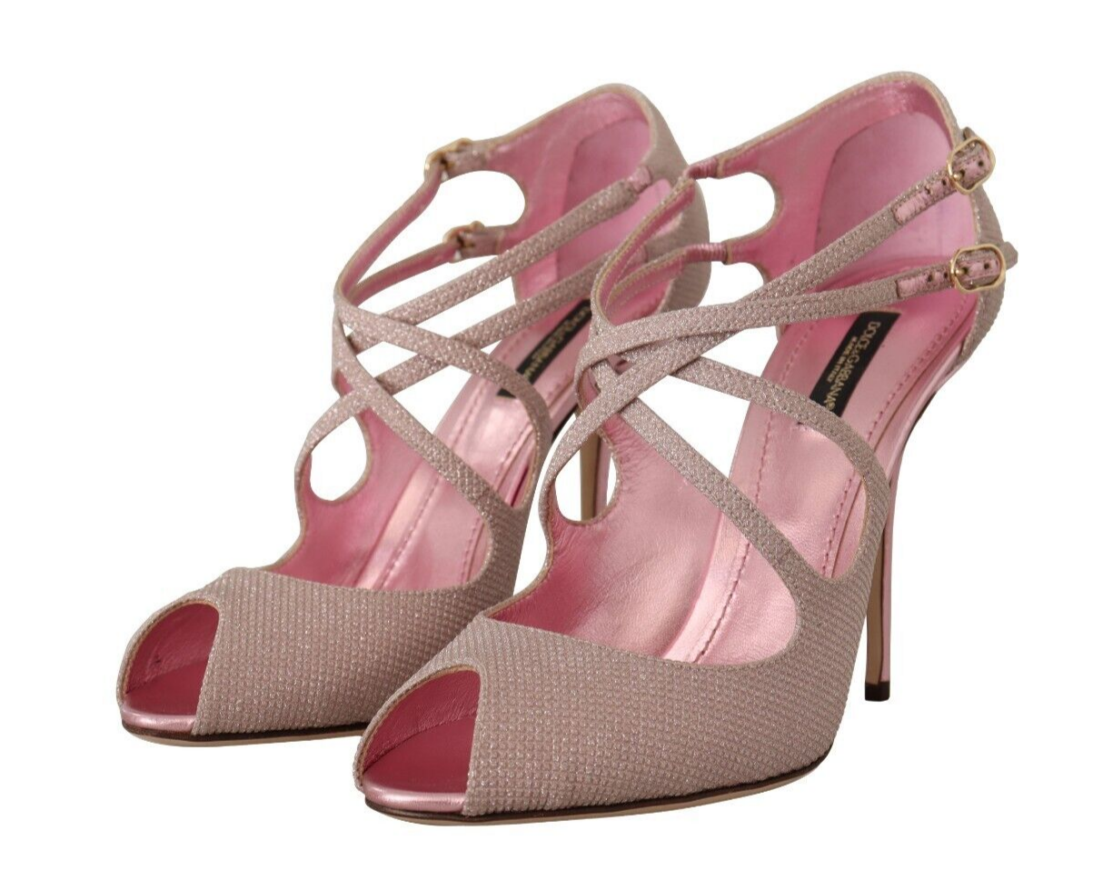 Rosa Glitzer Peep Toe High Heels Sandalen