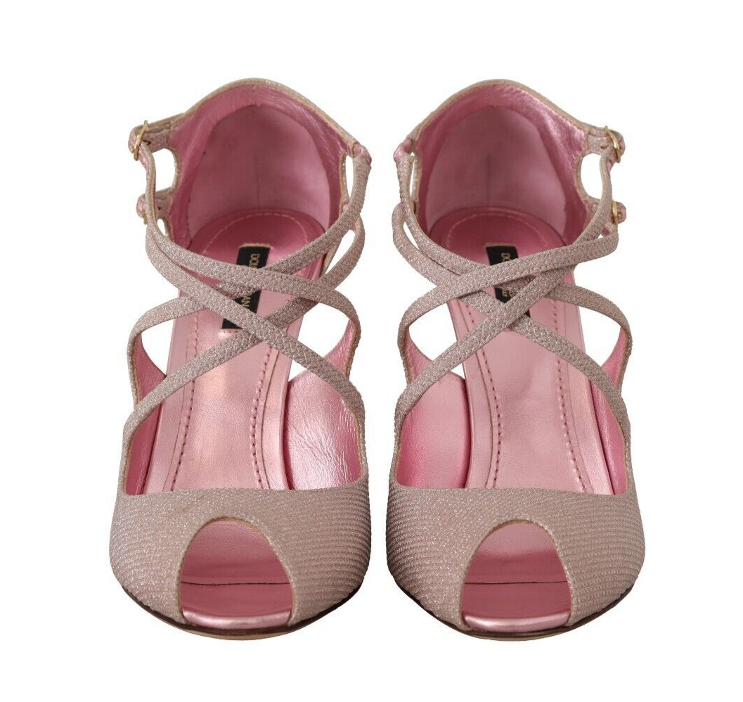 Rosa Glitzer Peep Toe High Heels Sandalen