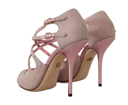 Rosa Glitzer Peep Toe High Heels Sandalen