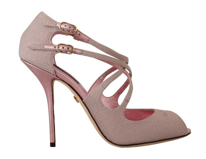 Rosa Glitzer Peep Toe High Heels Sandalen