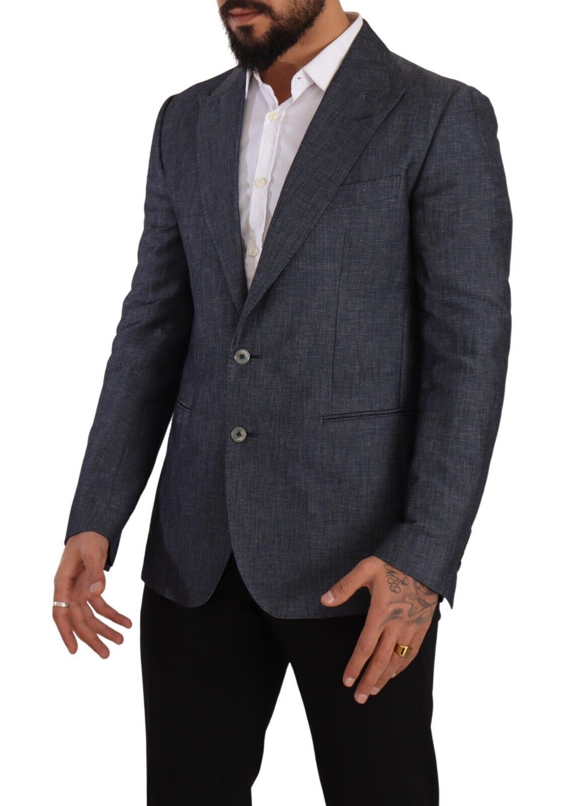 Elegant Slim Fit Two-Button Blue Blazer