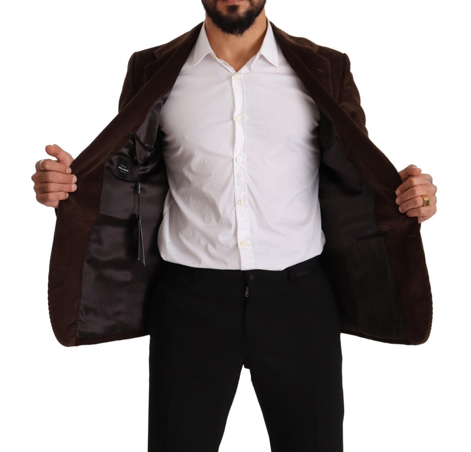 Elegant Brown Corduroy Slim Fit Blazer