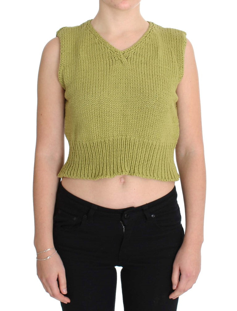 Elegant Green Sleeveless Vest Sweater