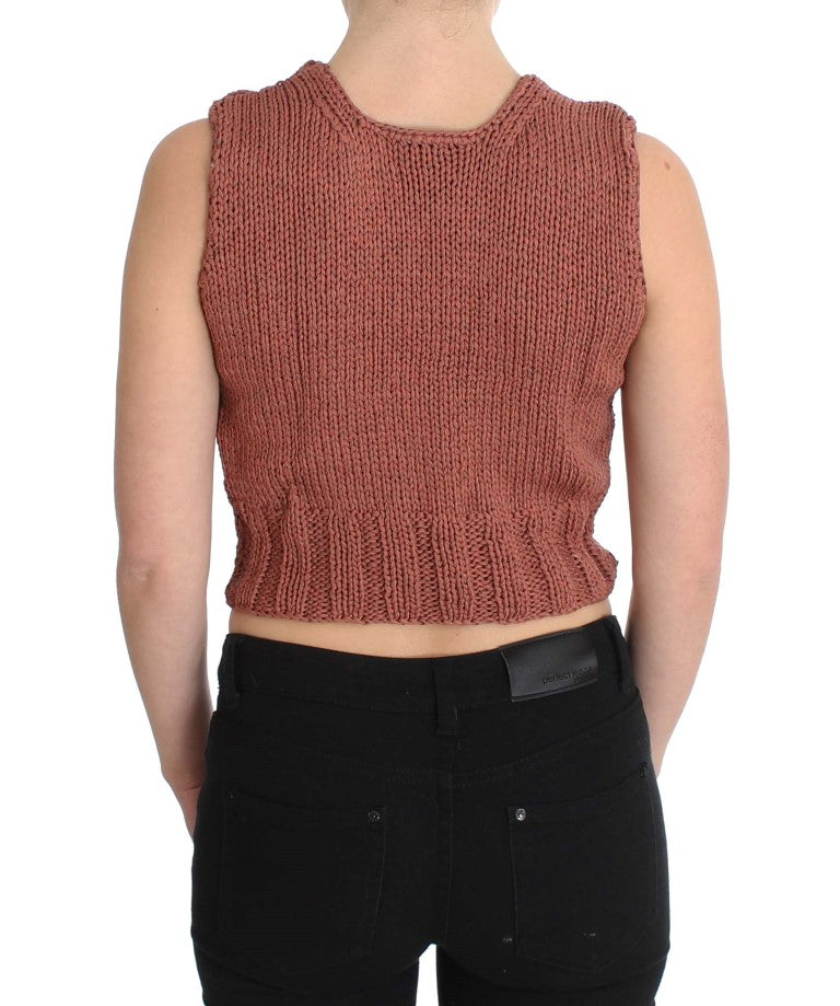 Schicker roter ärmelloser Strickwestenpullover