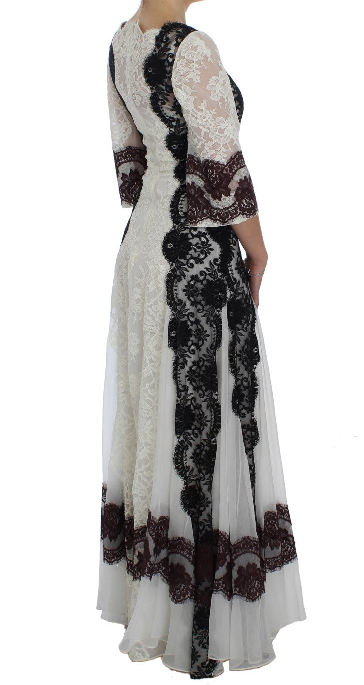 Floral Lace Silk Blend Maxi Dress