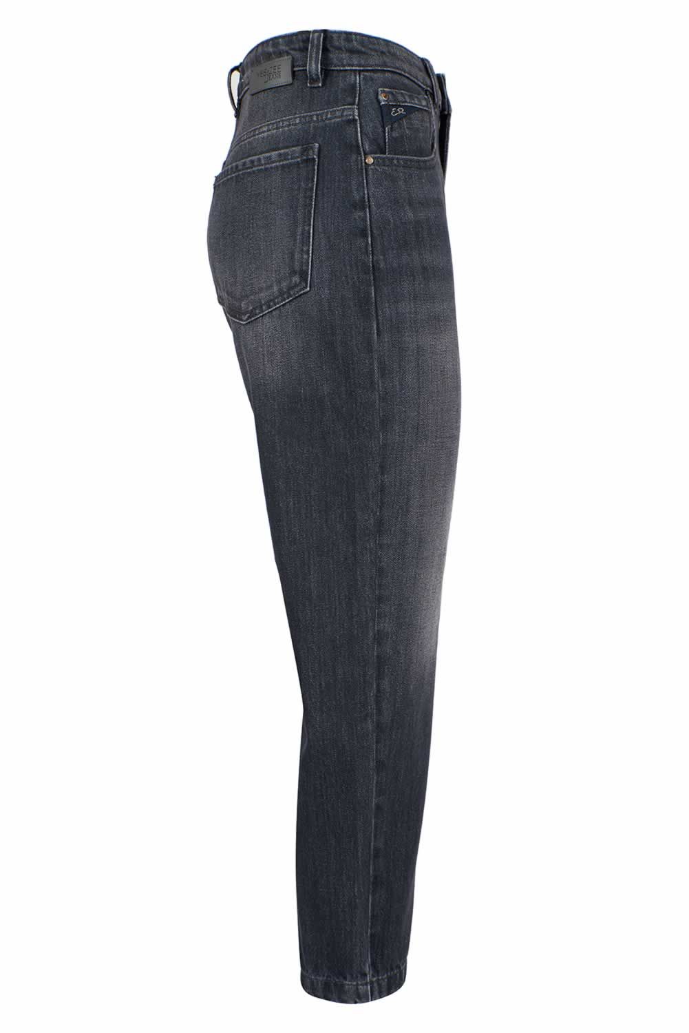 Black Cotton Women's High-Waisted Jeans