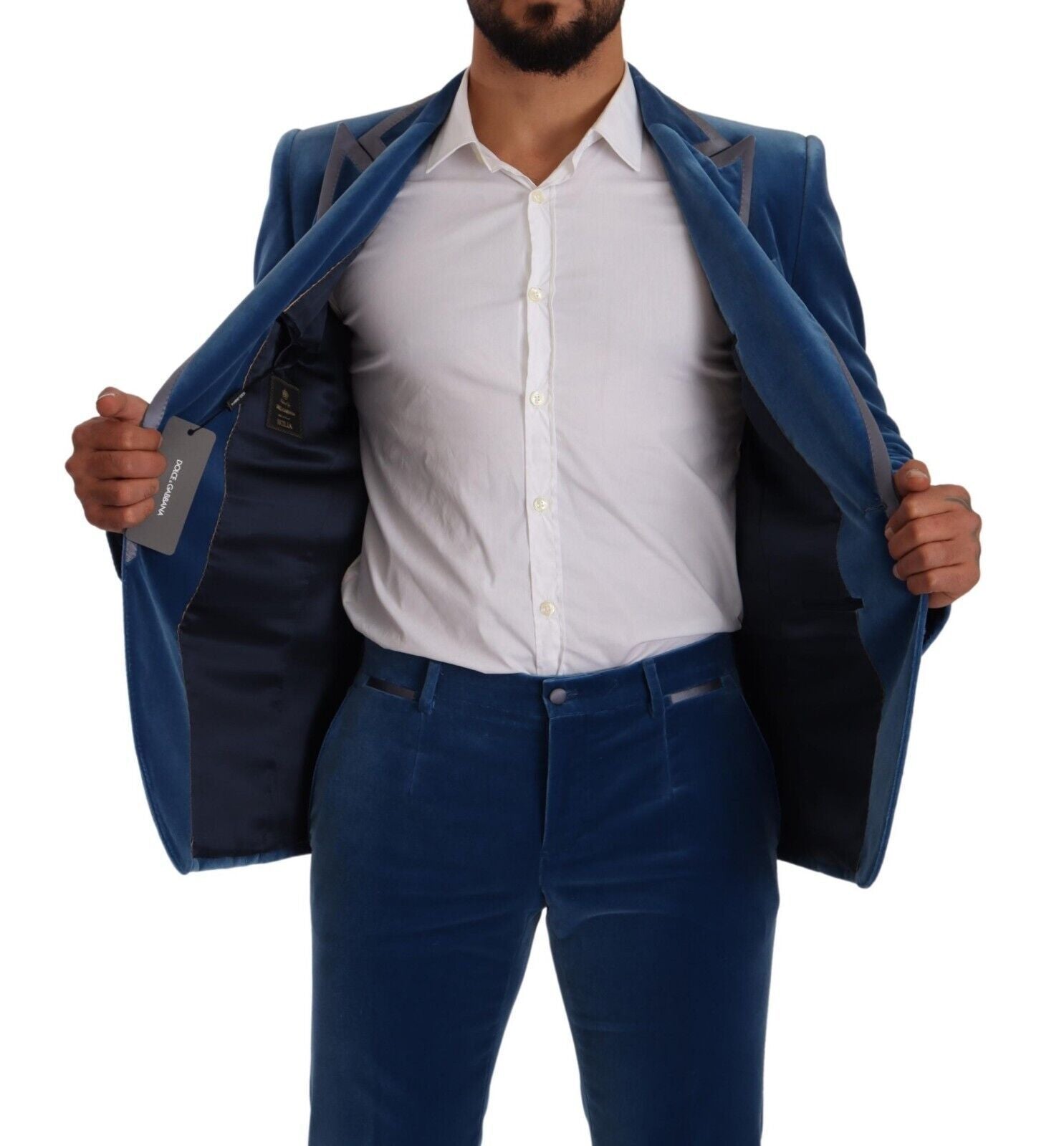 Elegant Velvet Blue Slim Fit Suit