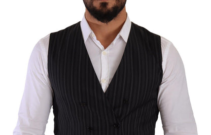 Elegant Striped Double-Breasted Dress Vest