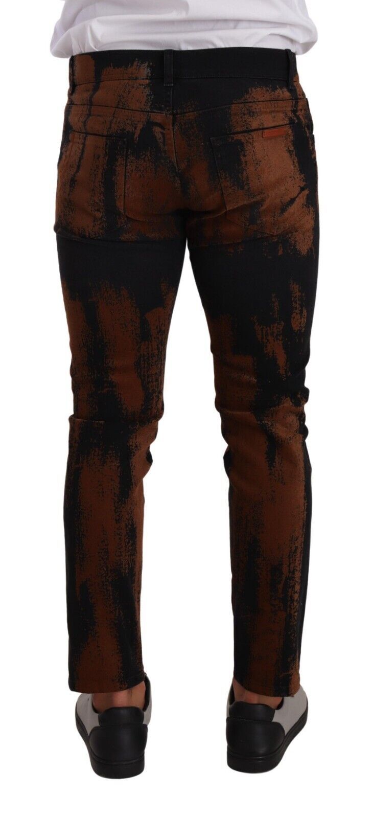 Schicke schwarzbraune Batik-Slim Fit Jeans