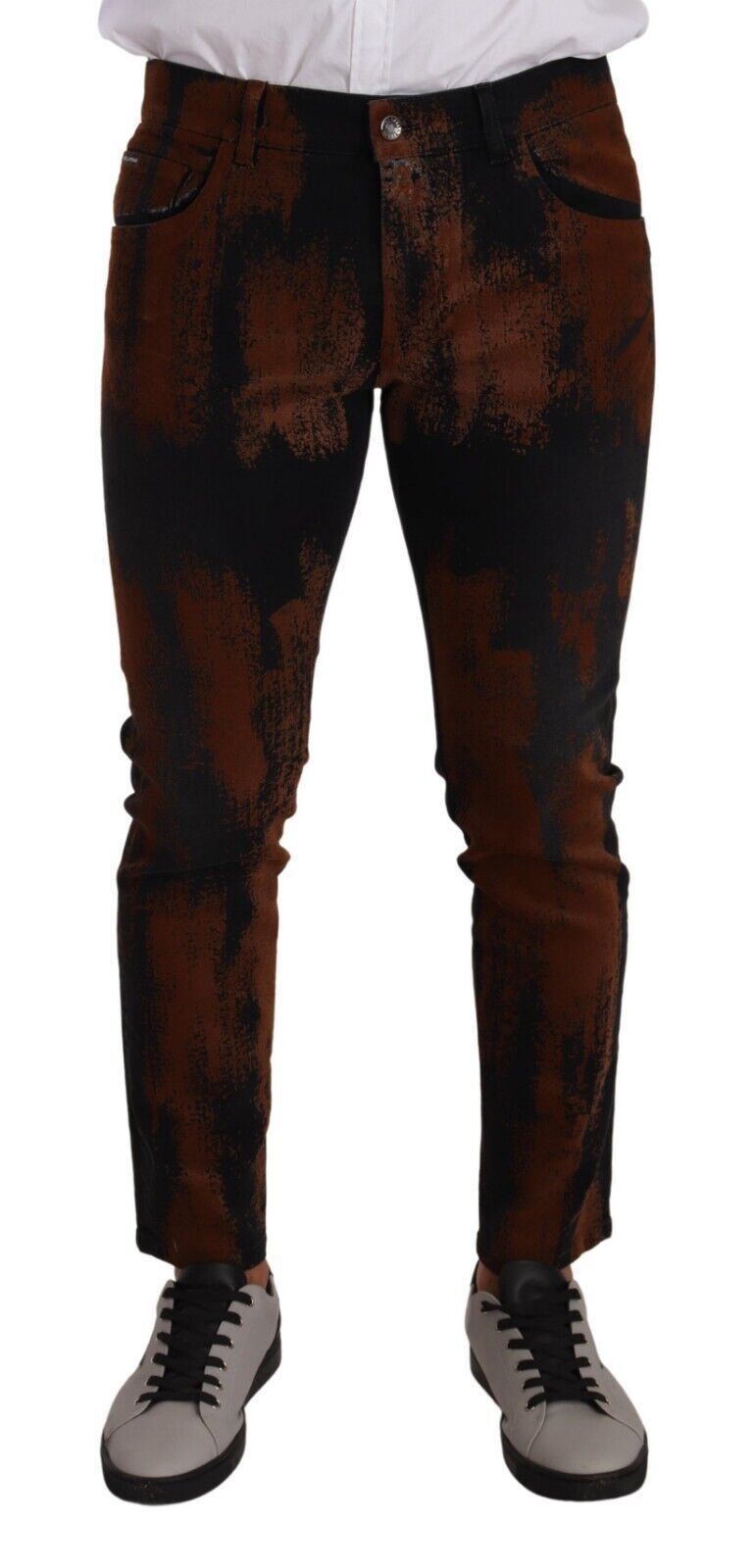 Schicke schwarzbraune Batik-Slim Fit Jeans