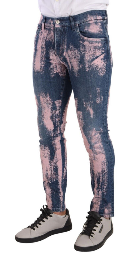 Elegant Skinny Slim Fit Denim Jeans in Tie Dye