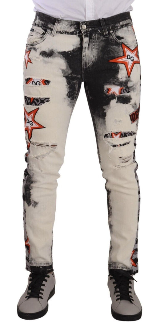 Chic Slim Fit Star Motif Denim Jeans