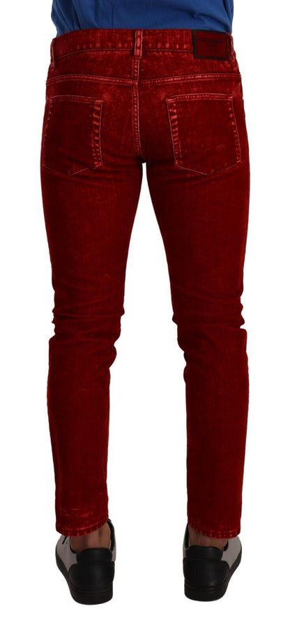 Bezaubernde rote Designer-Jeans im Slim Fit