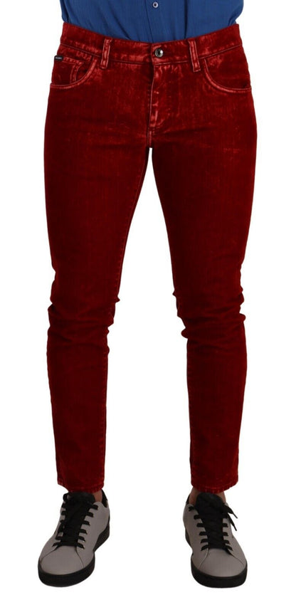 Bezaubernde rote Designer-Jeans im Slim Fit