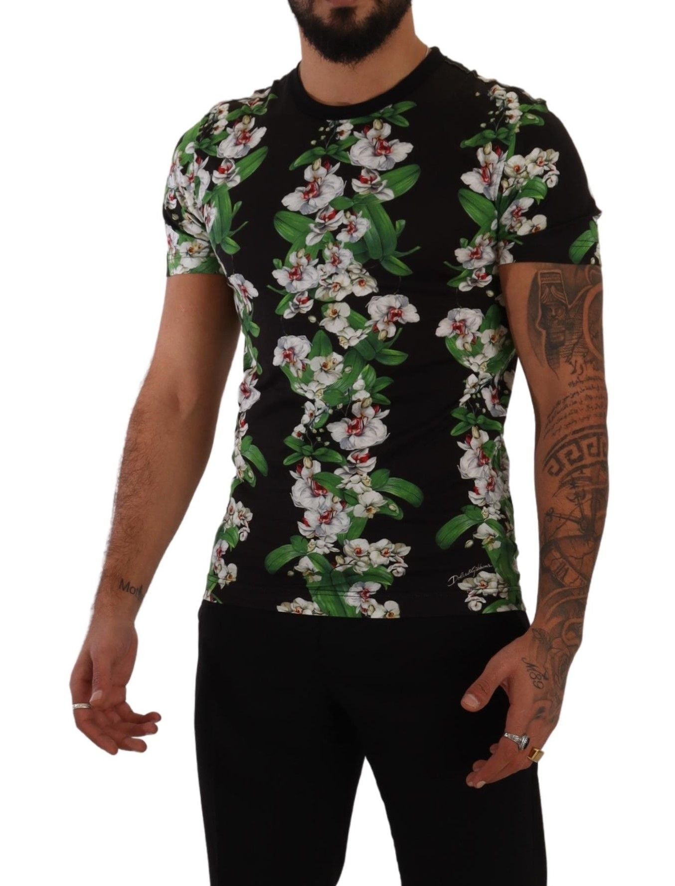 Elegantes florales Rundhals-T-Shirt für Männer