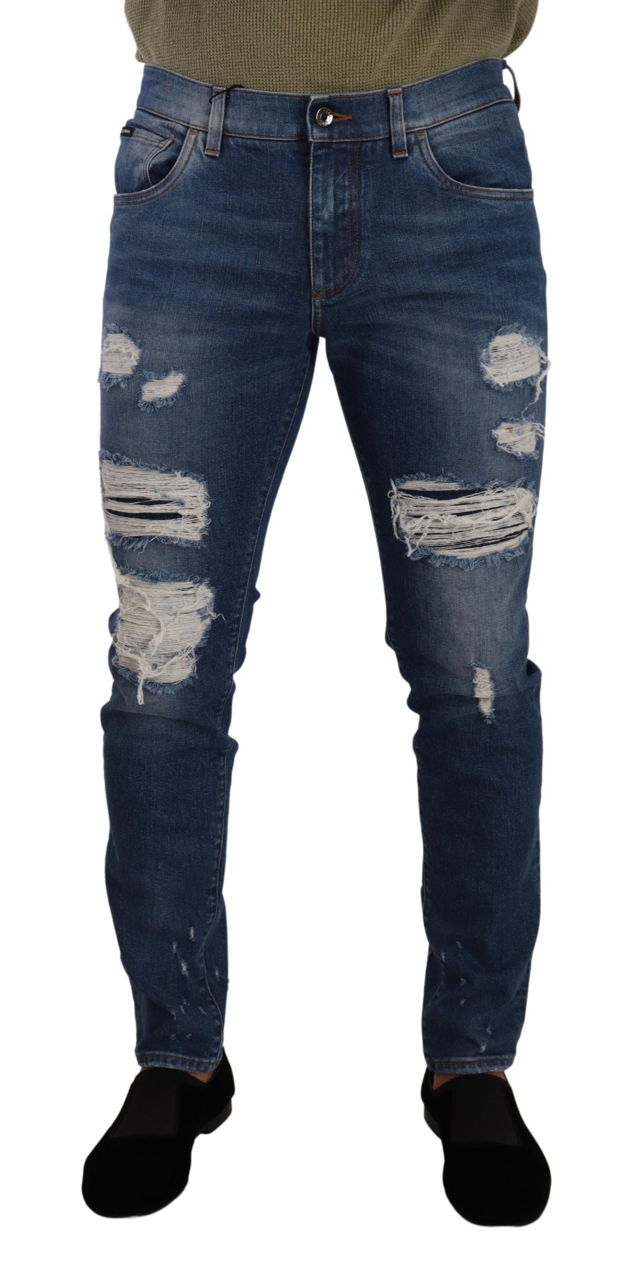 Elegante Distressed Slim Fit Jeans aus Denim