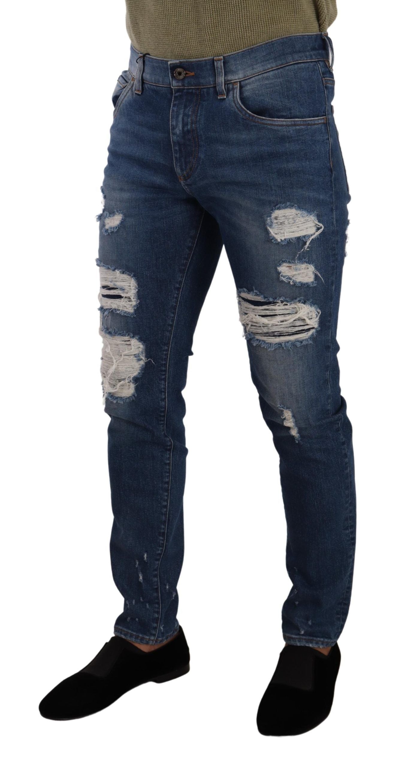 Elegante Distressed Slim Fit Jeans aus Denim