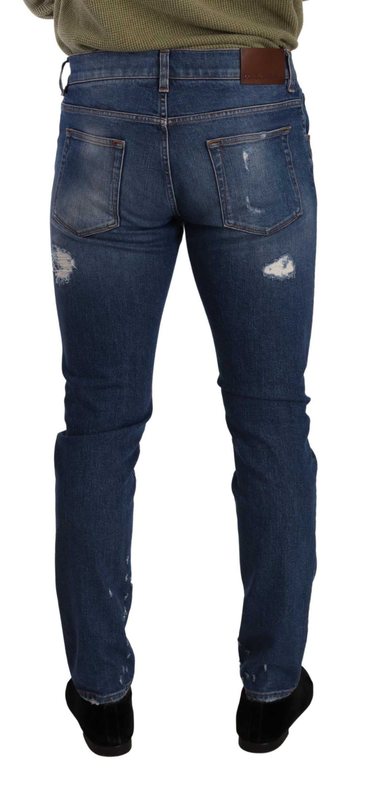 Elegante Distressed Slim Fit Jeans aus Denim