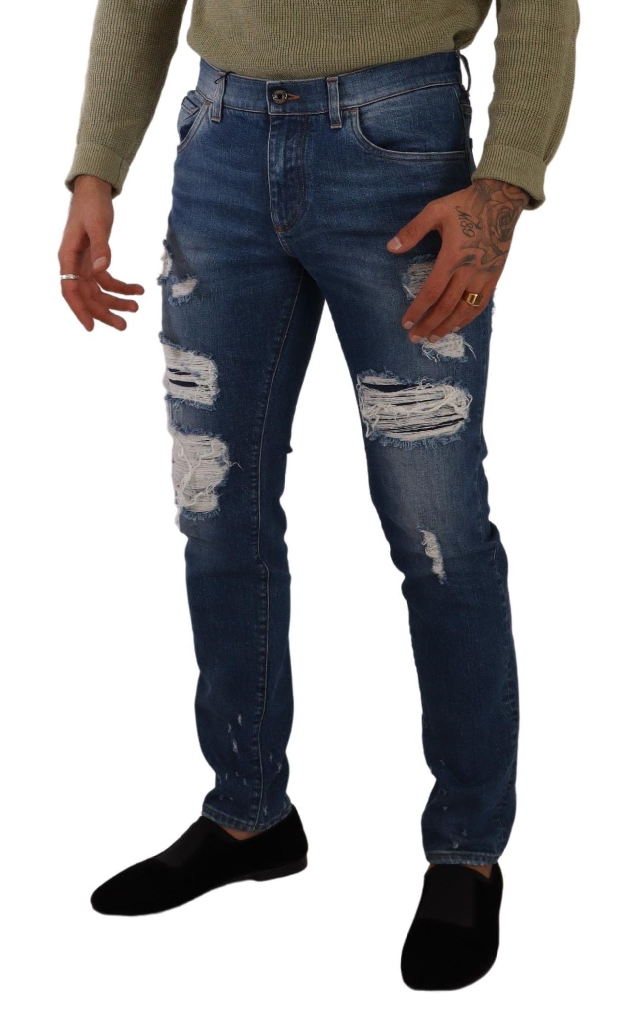 Elegante Distressed Slim Fit Jeans aus Denim