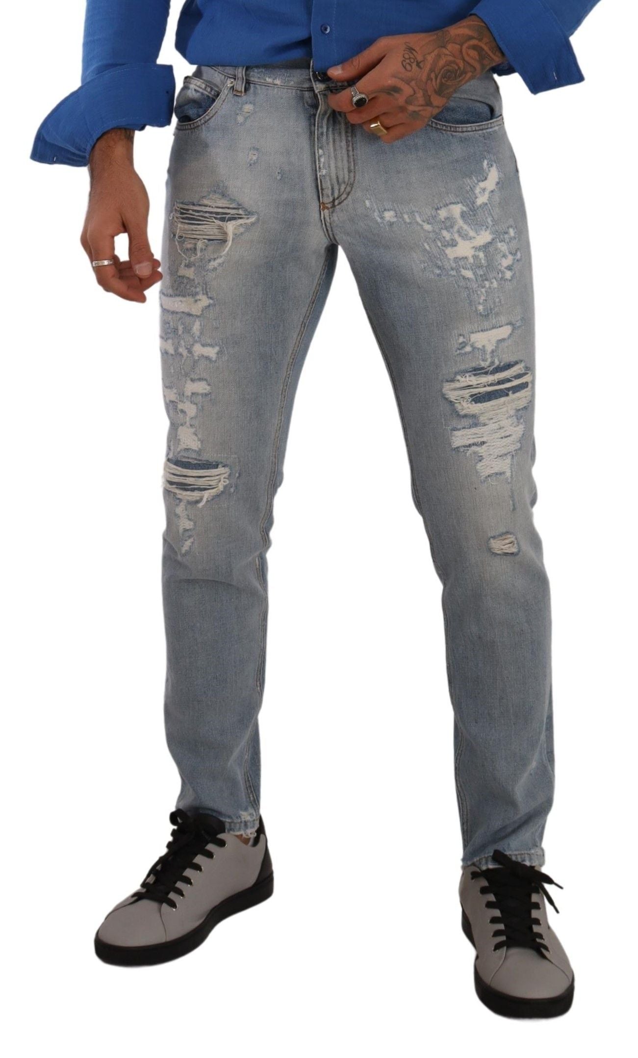 Elegante hellblaue Straight-Denim-Jeans