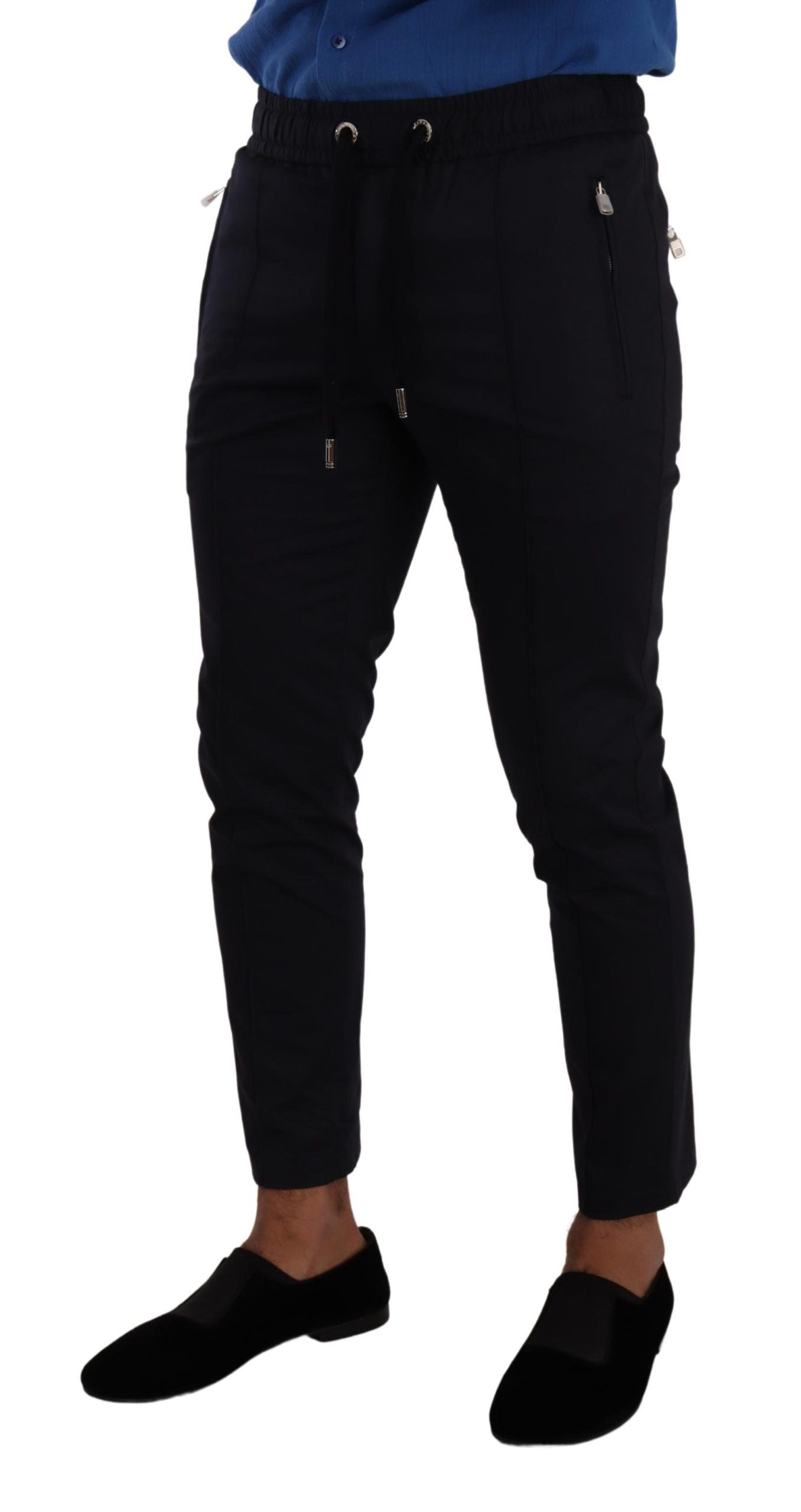 Elegante dunkelblaue Skinny Jogginghose