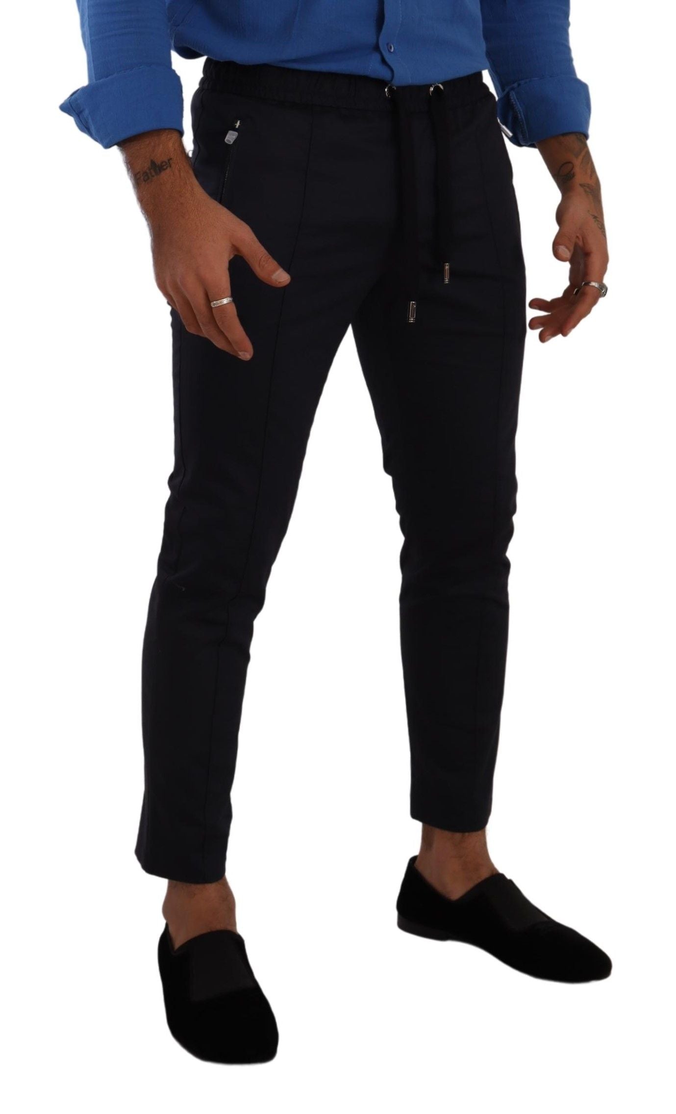 Elegante dunkelblaue Skinny Jogginghose