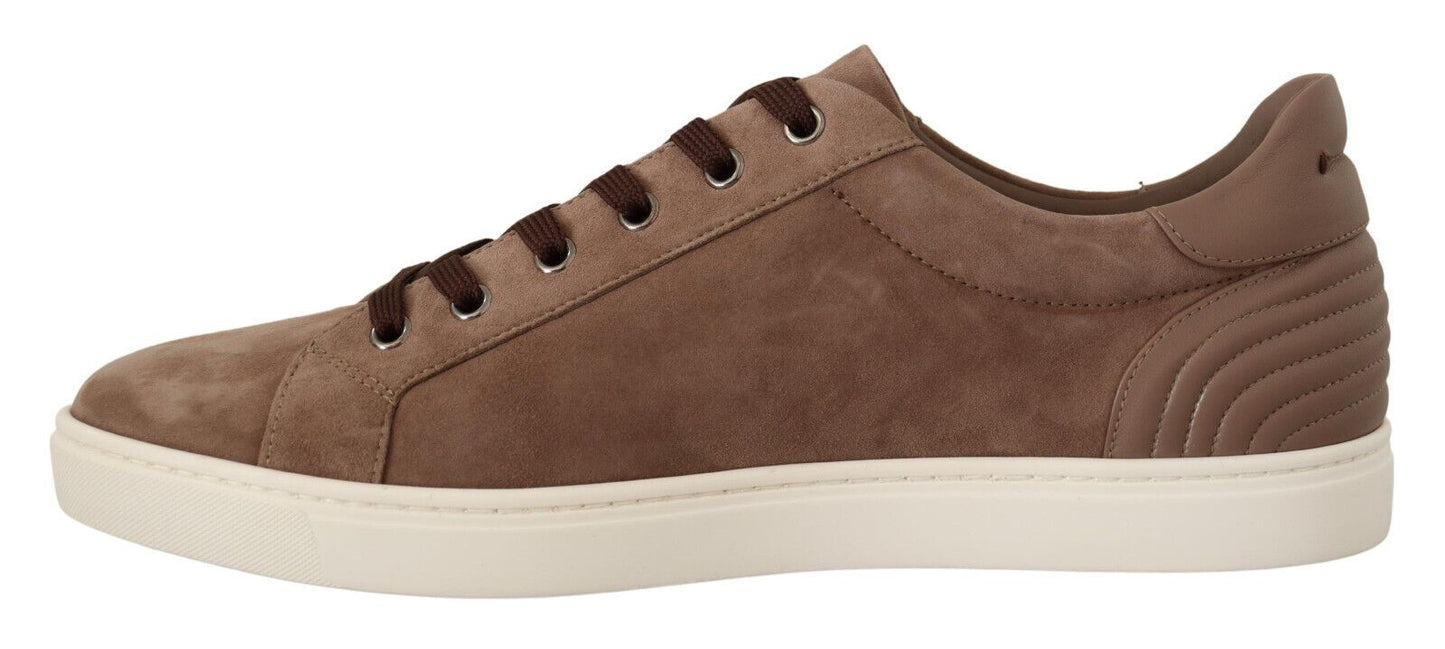 Elegant Brown Leather Sneakers for Men