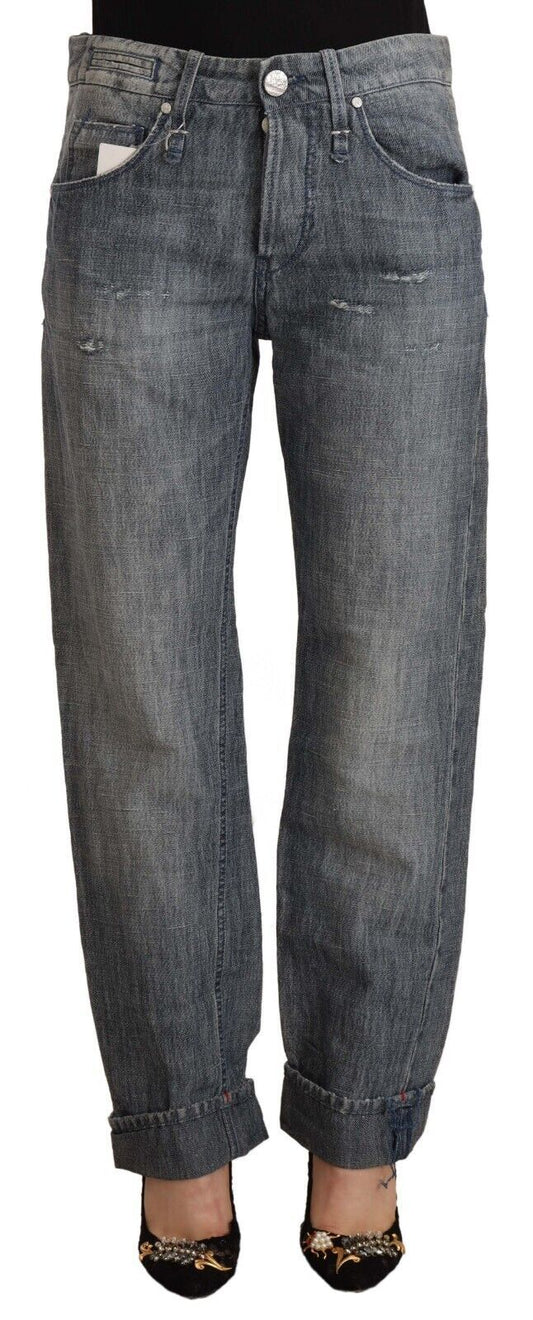 Schicke, grau verwaschene Straight Cut Jeans