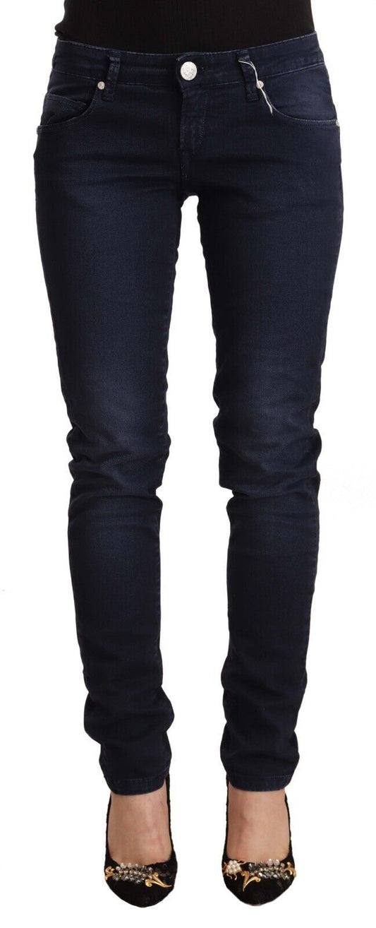 Schicker Skinny-Jeansstoff mit niedriger Taille in Blau