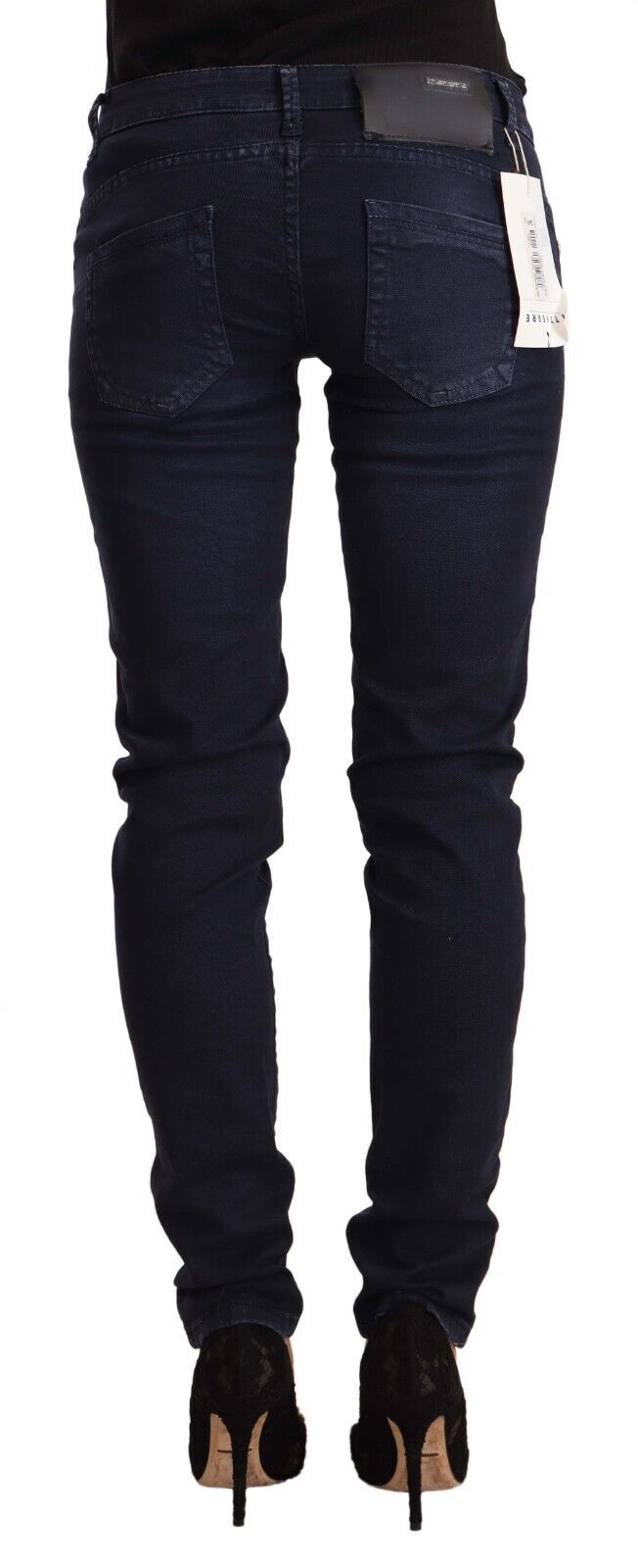 Schicker Skinny-Jeansstoff mit niedriger Taille in Blau