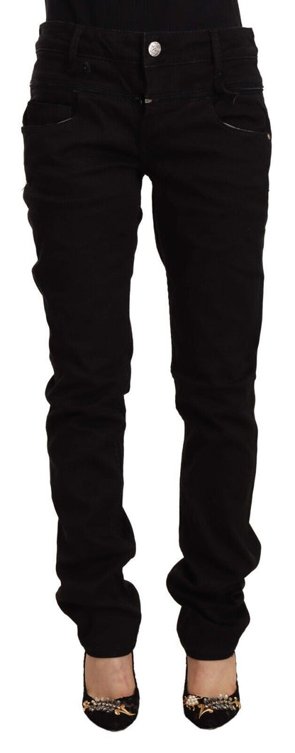 Schicke schwarze Skinny Jeans mit niedriger Taille