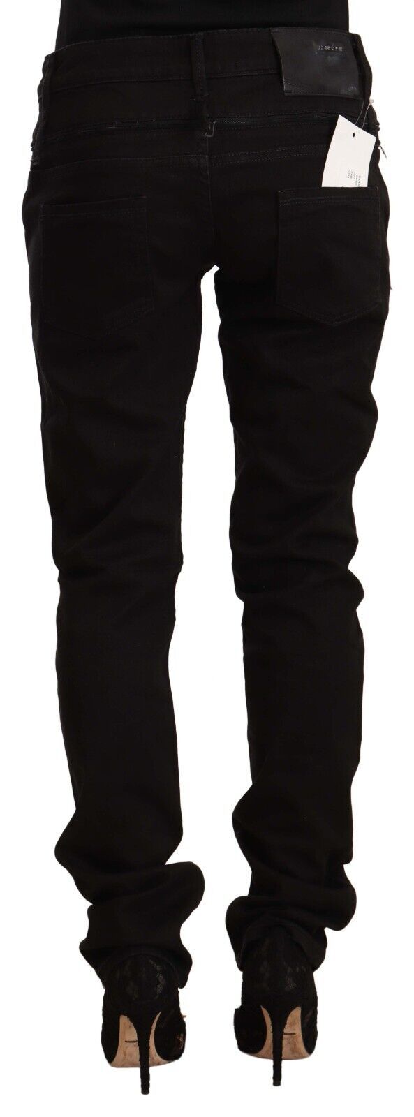 Schicke schwarze Skinny Jeans mit niedriger Taille