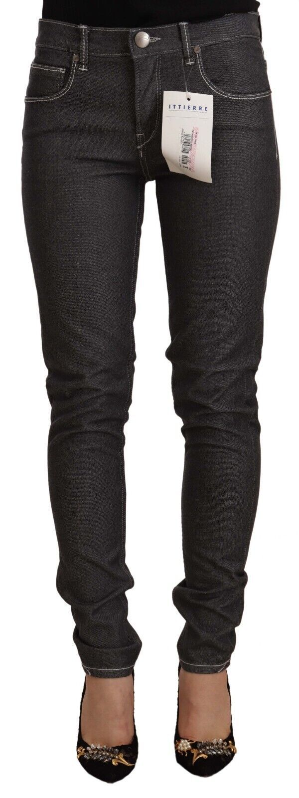 Schicke schwarze Skinny-Jeans mit mittlerer Taille