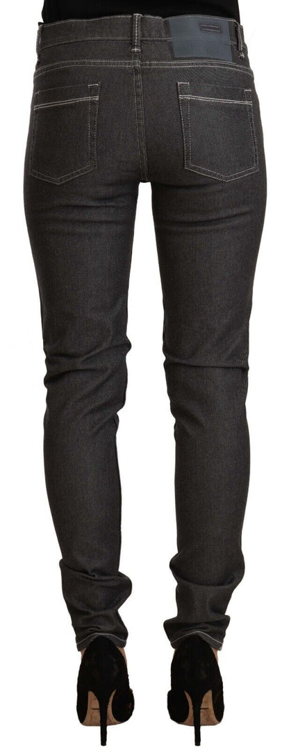 Schicke schwarze Skinny-Jeans mit mittlerer Taille