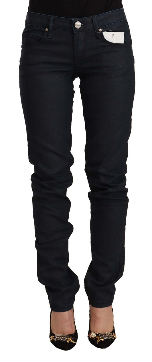 Schicker Skinny-Jeansstoff mit niedriger Taille in Schwarz