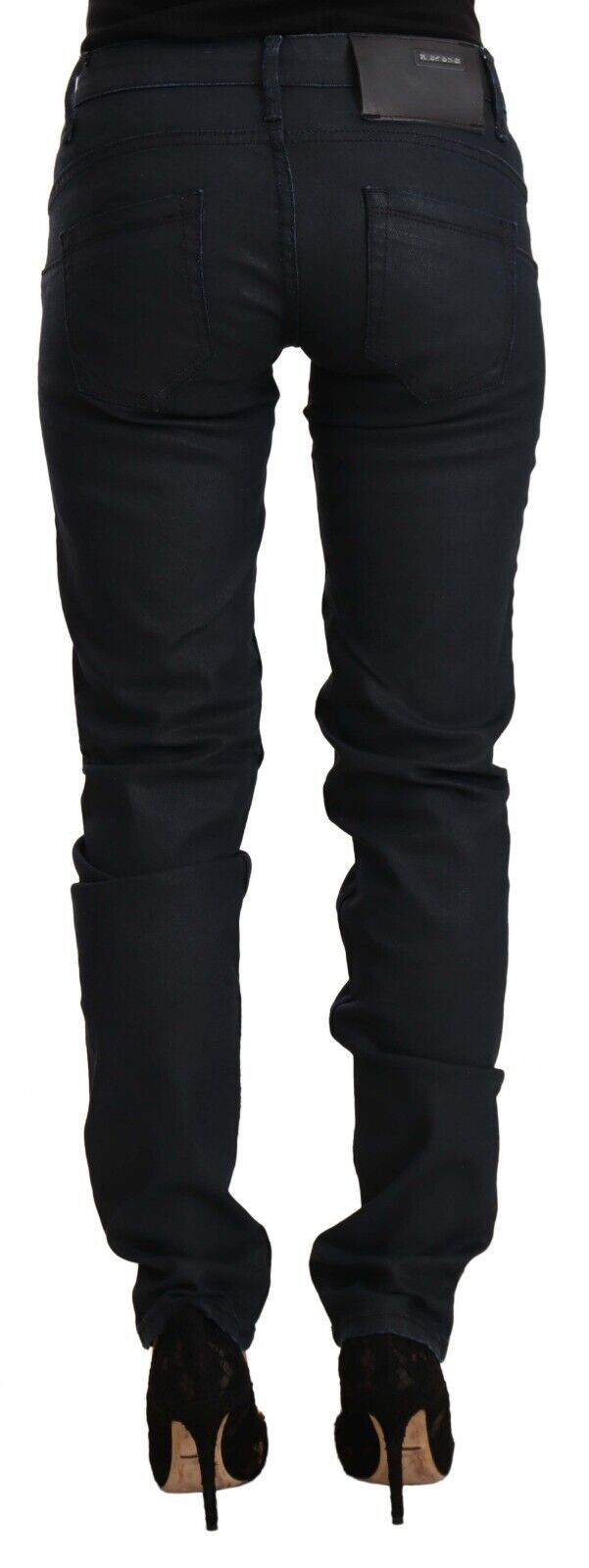 Schicker Skinny-Jeansstoff mit niedriger Taille in Schwarz