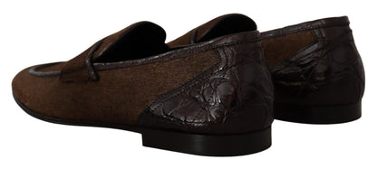 Elegante Loafer aus braunem Kaimanleder