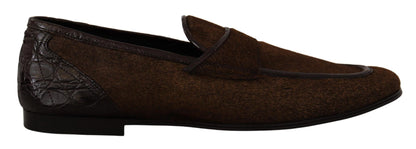 Elegante Loafer aus braunem Kaimanleder