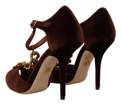 Elegante High Heels aus Samt mit Golddetails